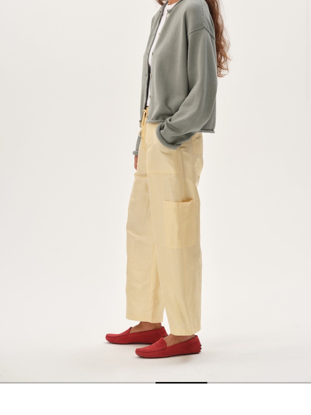 DONNI. Silk Taffeta Cargo Pant Butter Gingham size S - Picture 3 of 6
